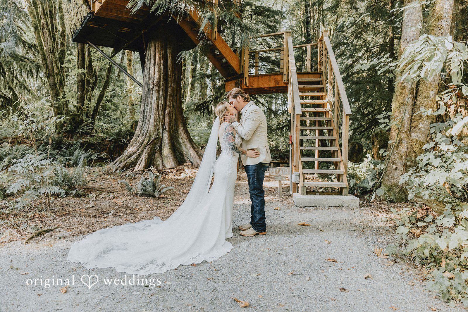 Kailyn + Tony Couple standing among the trees at Samara Farm
