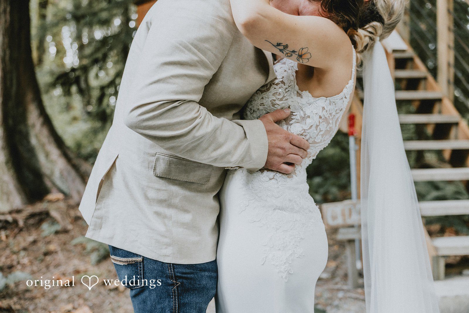 Kailyn + Tony Couple sharing a close hug in the forest