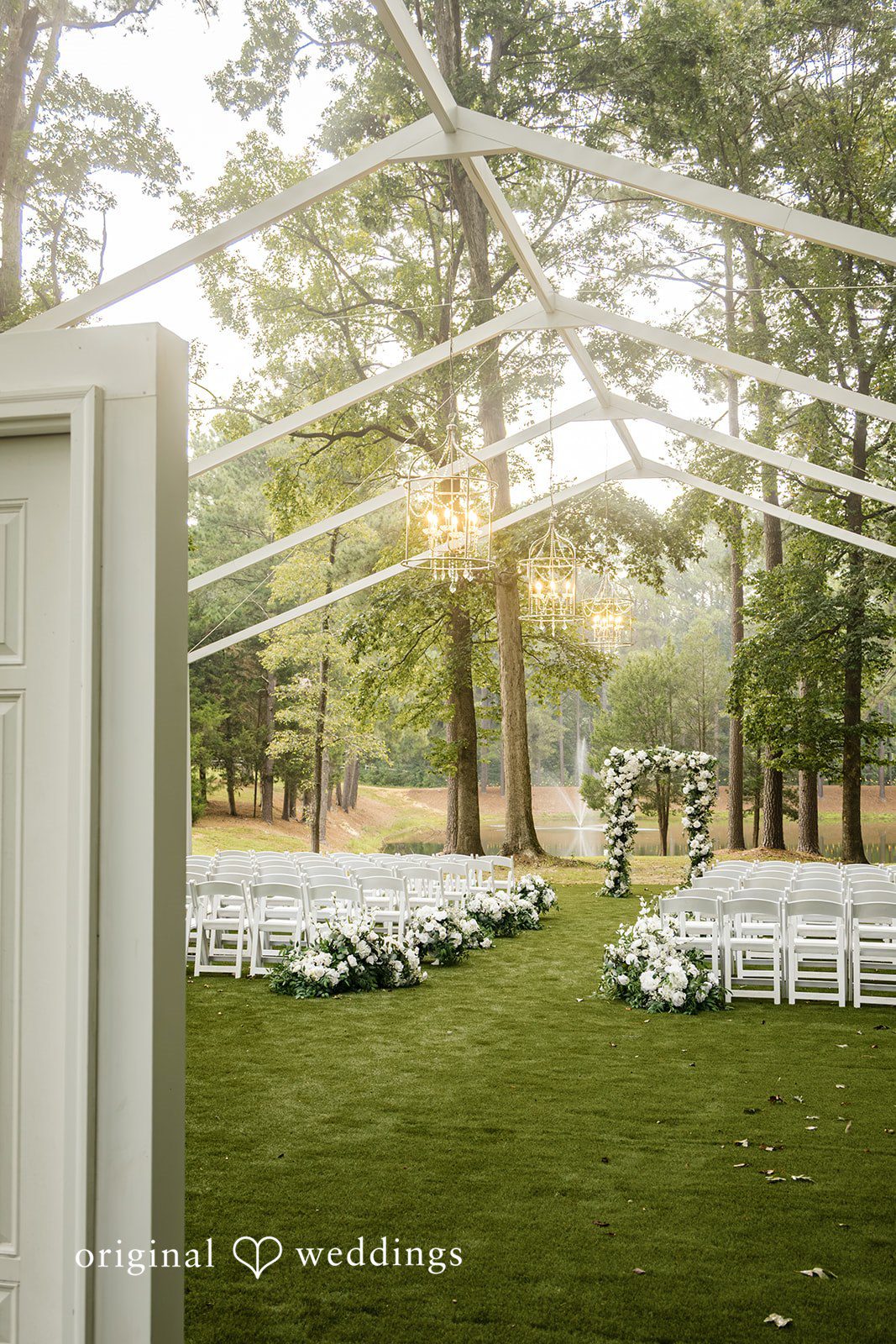 Holly + Adam Outdoor ceremony site in the woods at Seven Paths Manor