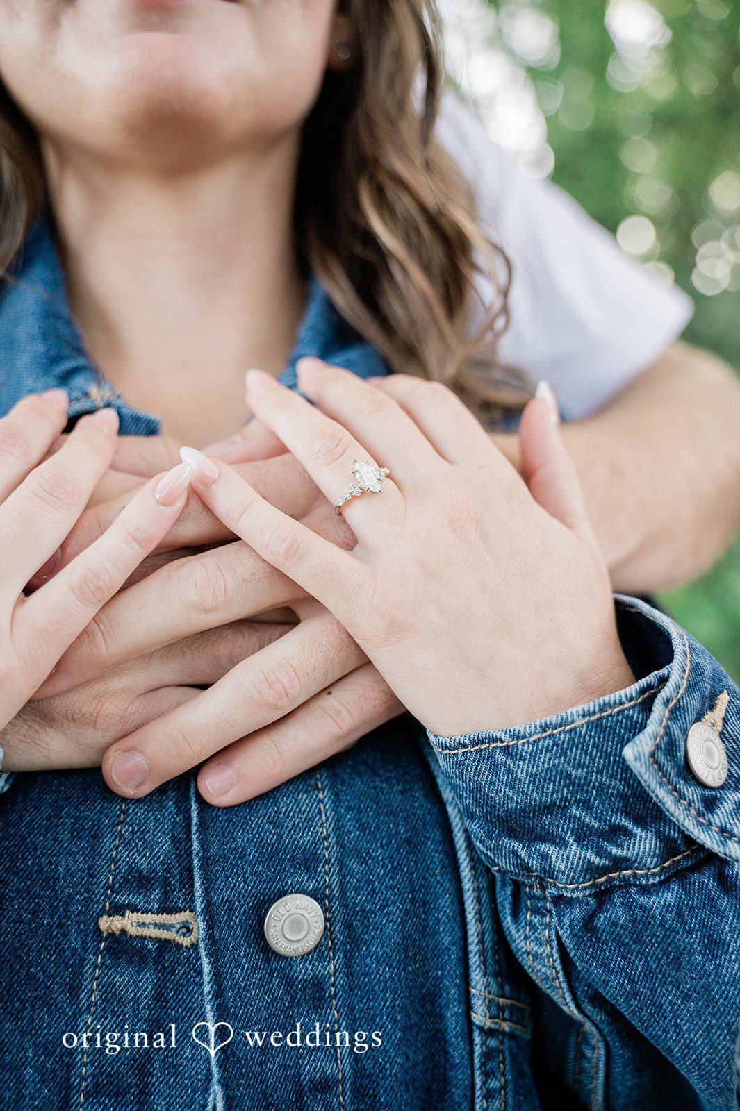 Jada + Nathan Engagement ring close up at Silverwood Park