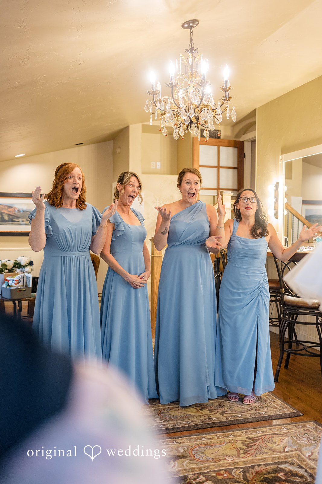 Faith + Brandon Bridesmaids in blue dresses
