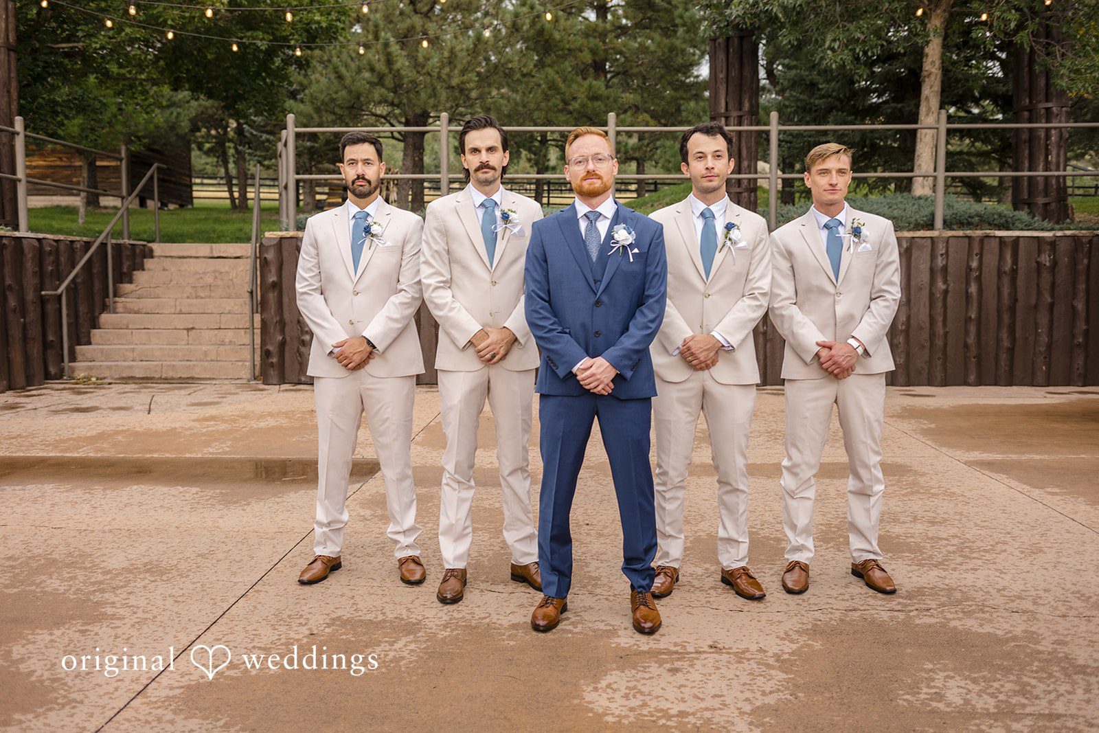 Faith + Brandon Groom with his groomsmen at Spruce Mountain Ranch