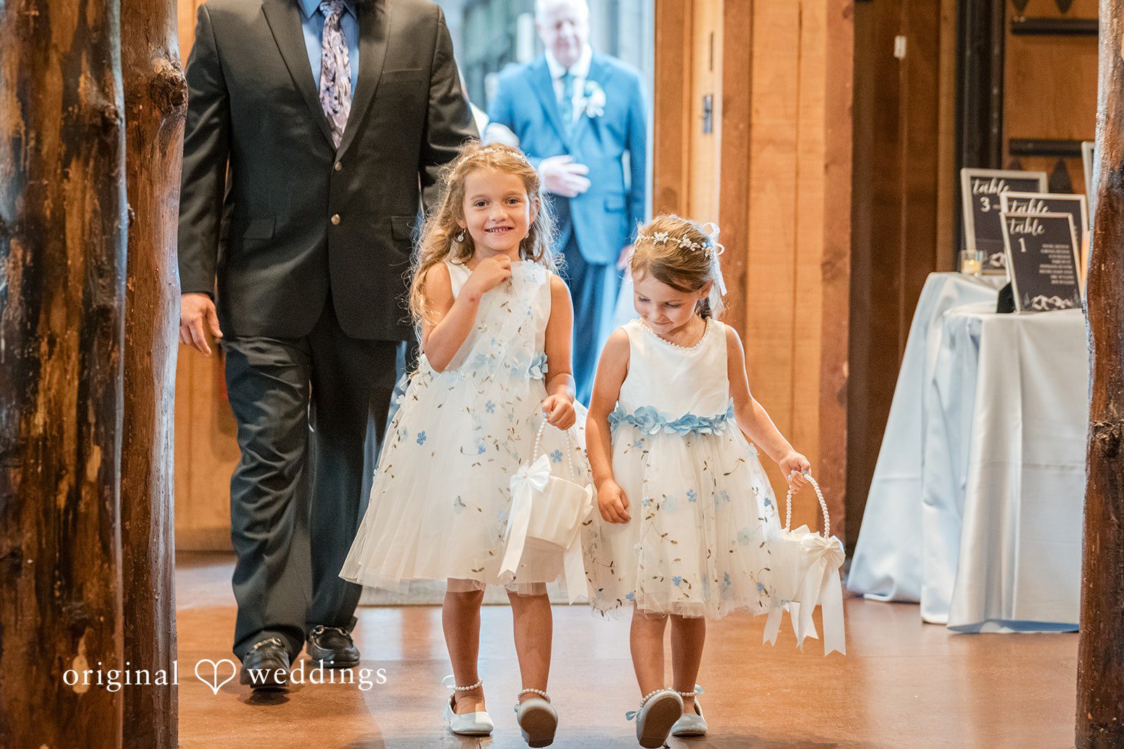 Faith + Brandon Flower girls in white dresses