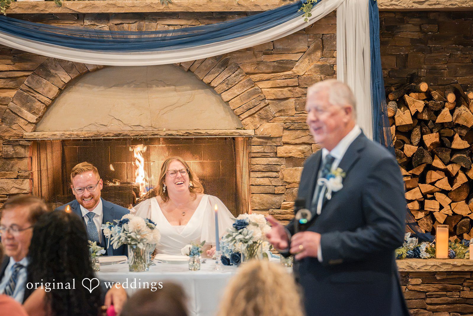 Faith + Brandon Guest giving a toast at the reception