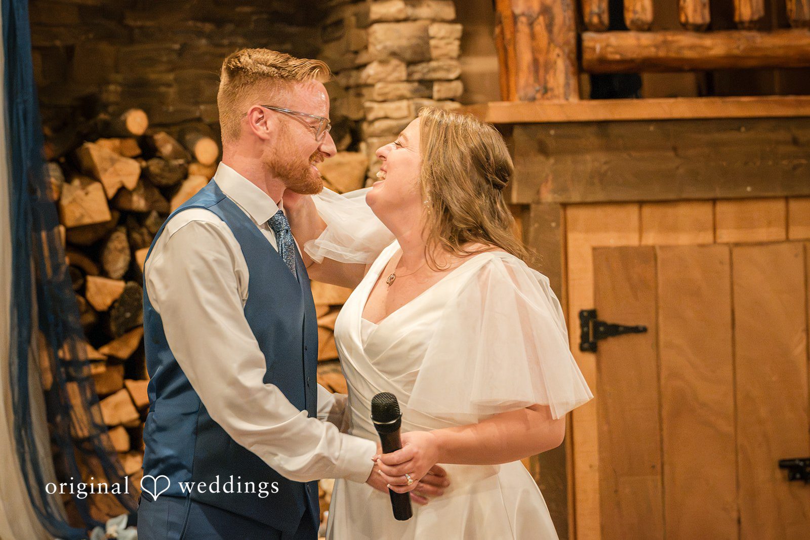 Faith + Brandon Couple sharing a laugh during a toast