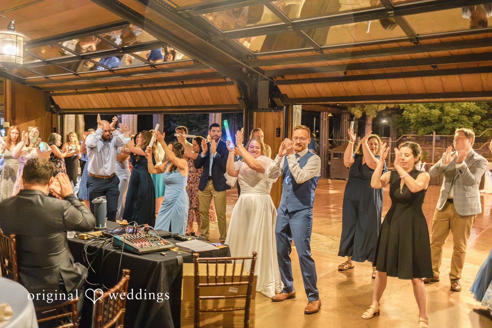 Faith + Brandon Guests dancing in the lodge