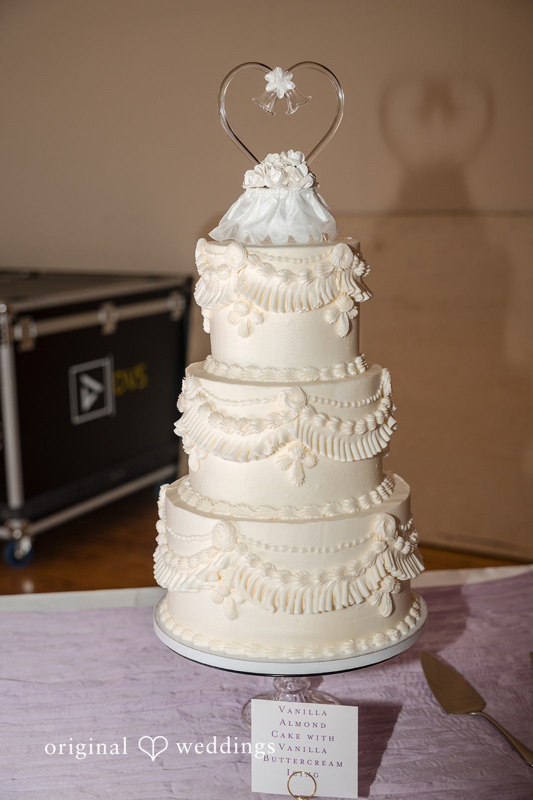 Tiered white wedding cake