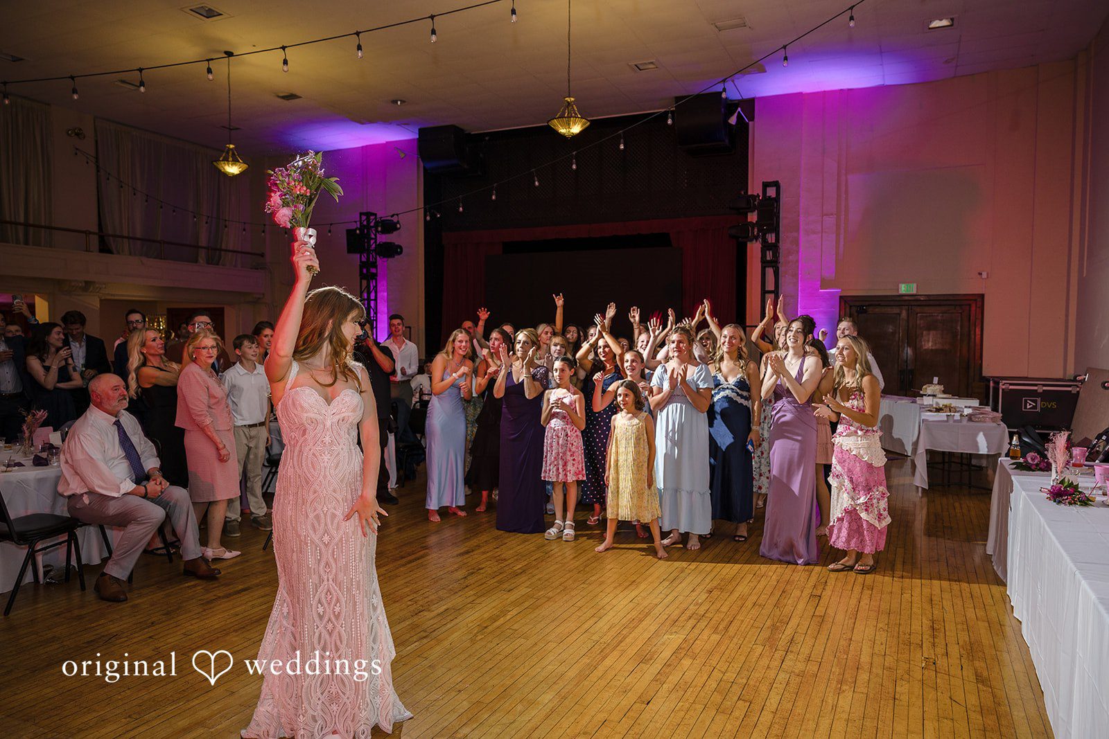 Bride tossing her bouquet