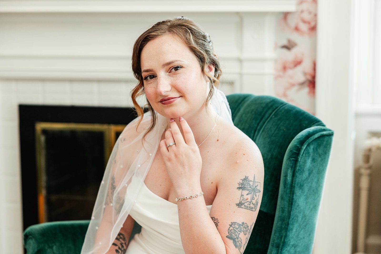 Bride smiling in her gown Bride smiling in her gown