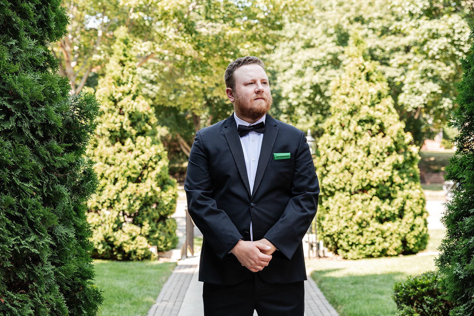 Groom waiting in the garden Groom waiting in the garden