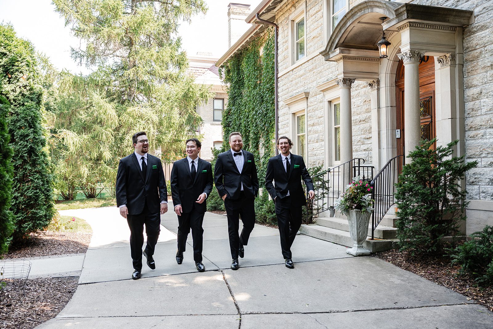 Groomsmen walking together Groomsmen walking together