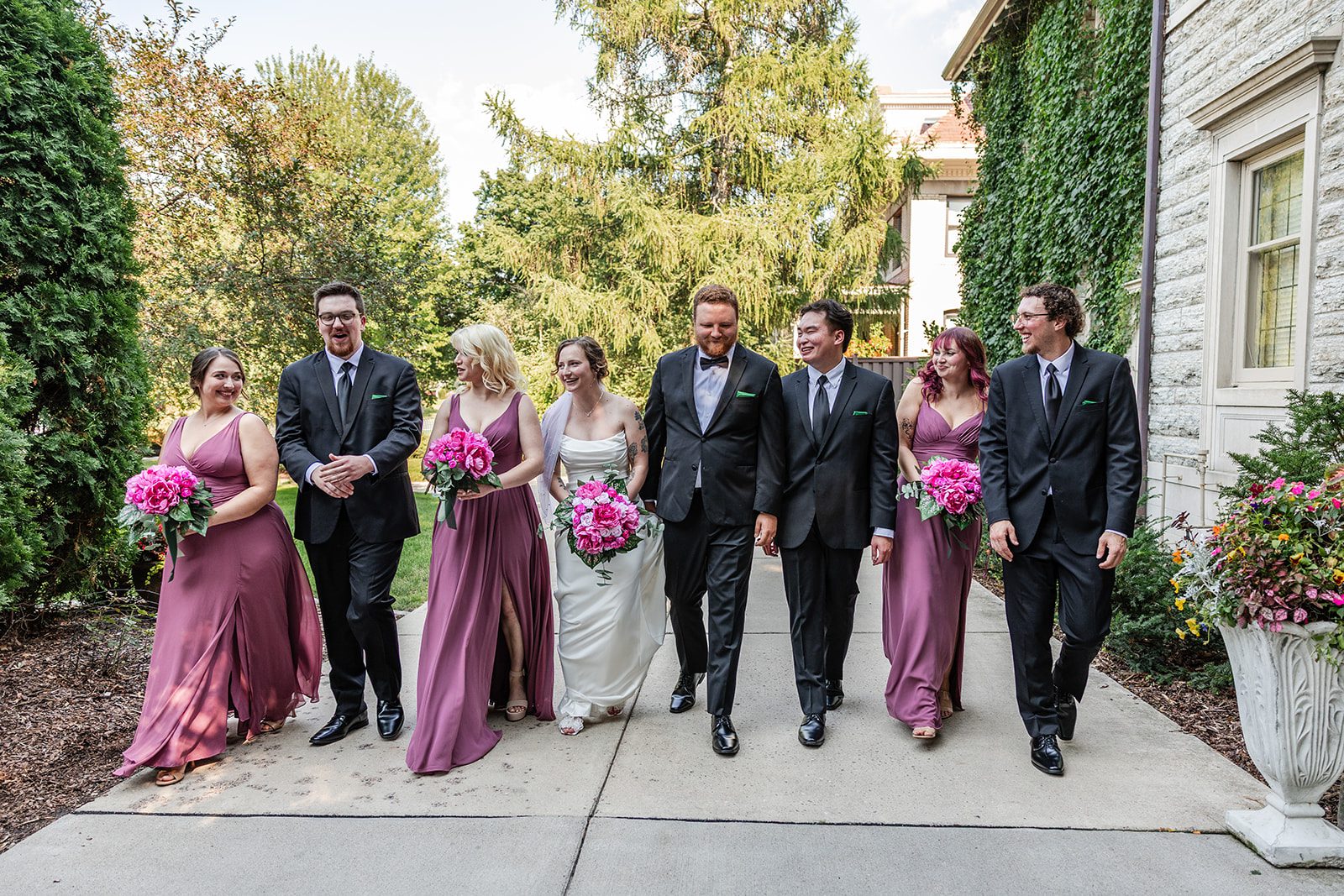 Wedding party walking together Wedding party walking together