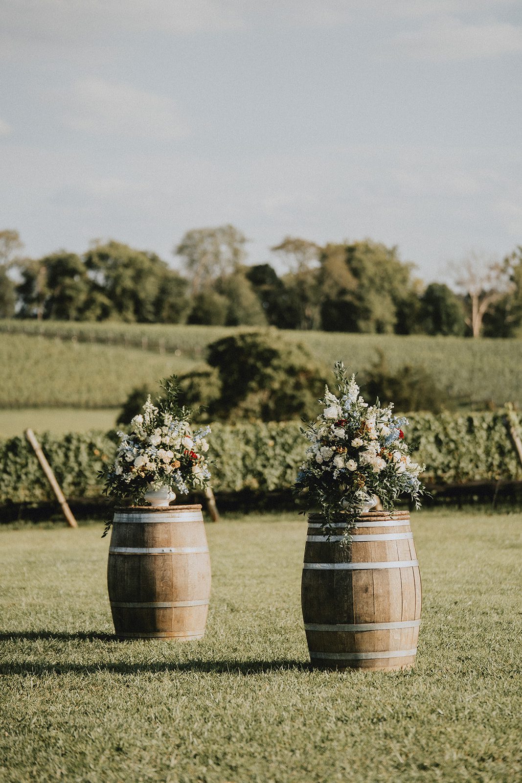 stone-tower-winery-rustic-washington-dc-nikkie-tyler-p003-17 Wine barrels set for the outdoor ceremony at Stone Tower Winery
