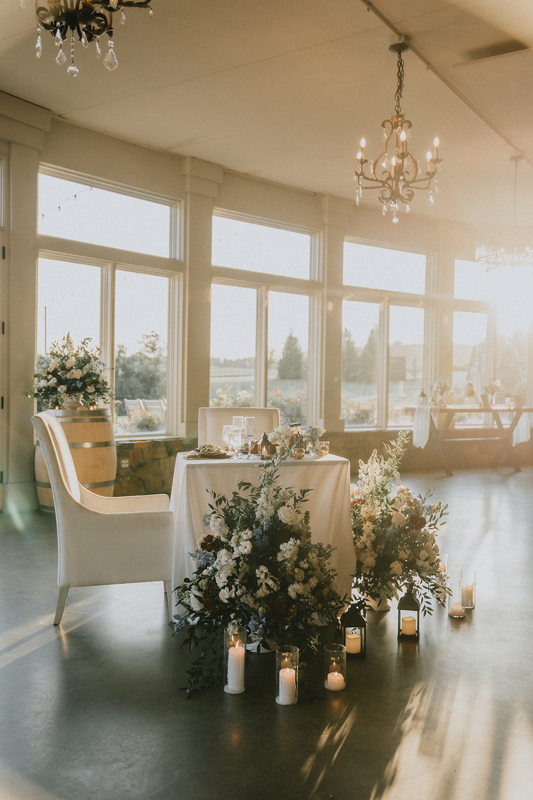 stone-tower-winery-rustic-washington-dc-nikkie-tyler-p004-16 Bright reception room with tall windows at Stone Tower Winery