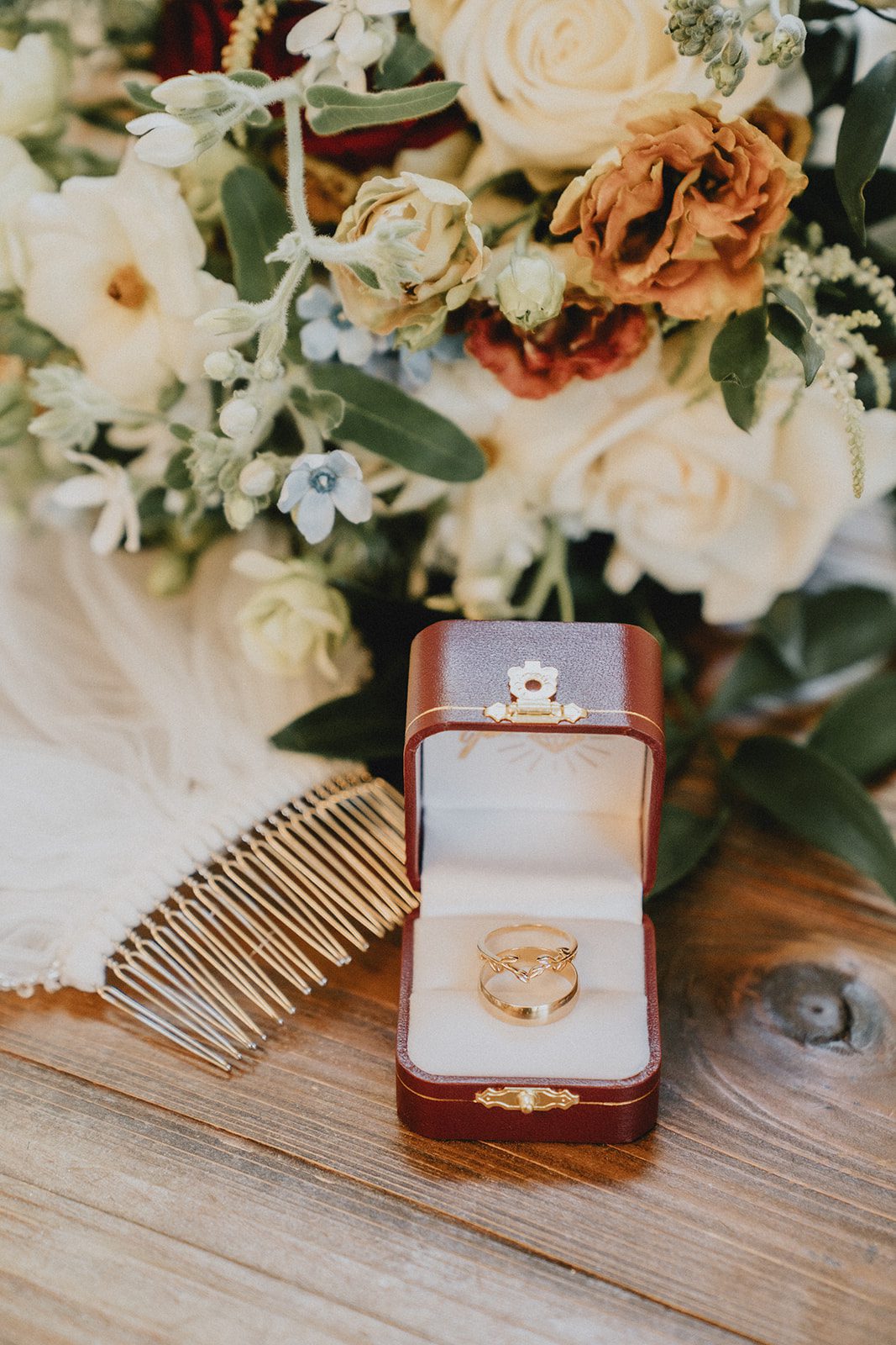stone-tower-winery-rustic-washington-dc-nikkie-tyler-p009-05 Wedding rings with the bridal bouquet