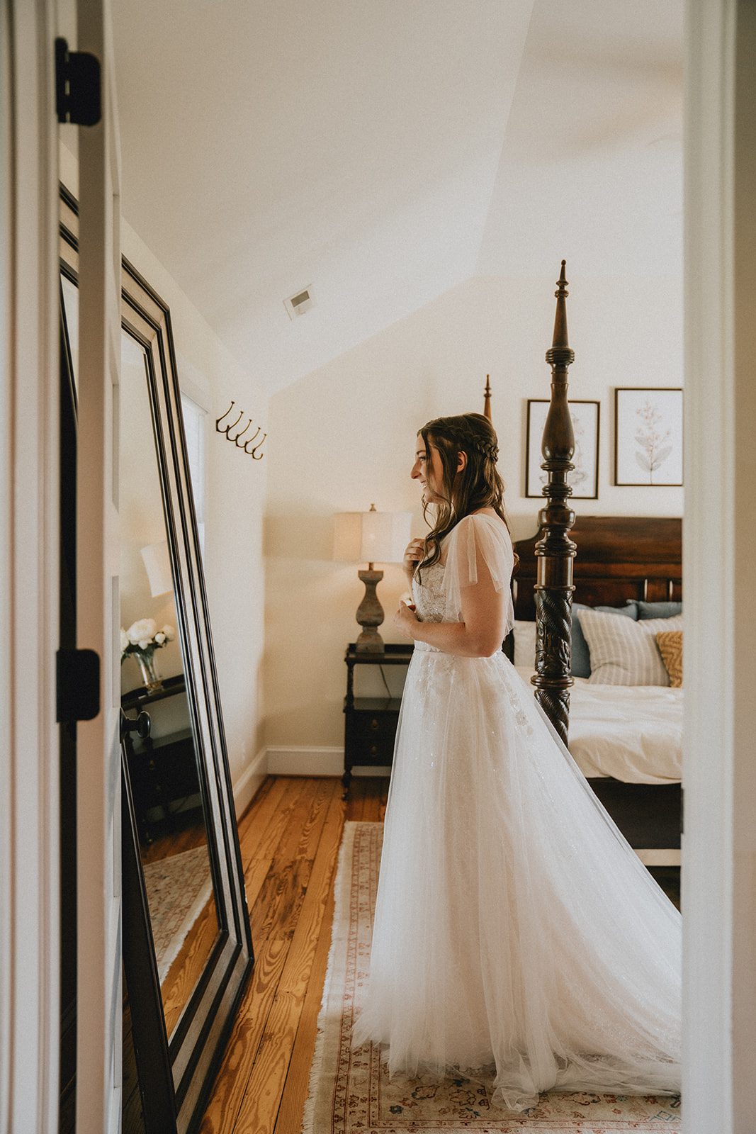 stone-tower-winery-rustic-washington-dc-nikkie-tyler-p010-06 Bride in her gown in the bridal suite
