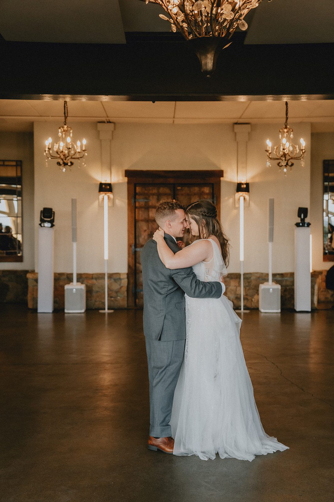 stone-tower-winery-rustic-washington-dc-nikkie-tyler-p045-02 First dance under the chandeliers at Stone Tower Winery