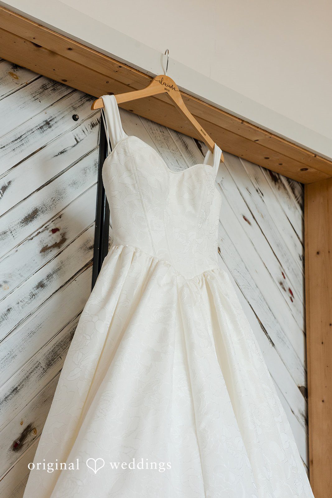 The bride's wedding gown
