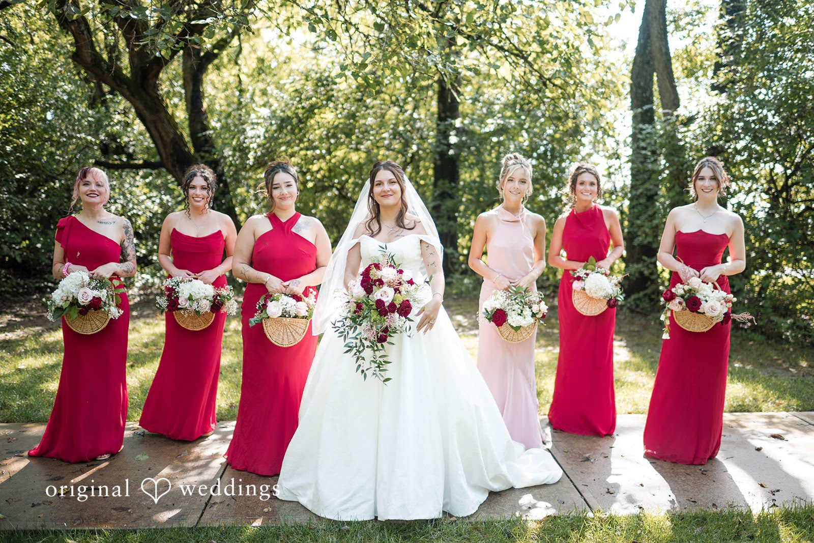 A beautiful portrait of the bride and her bridesmaids