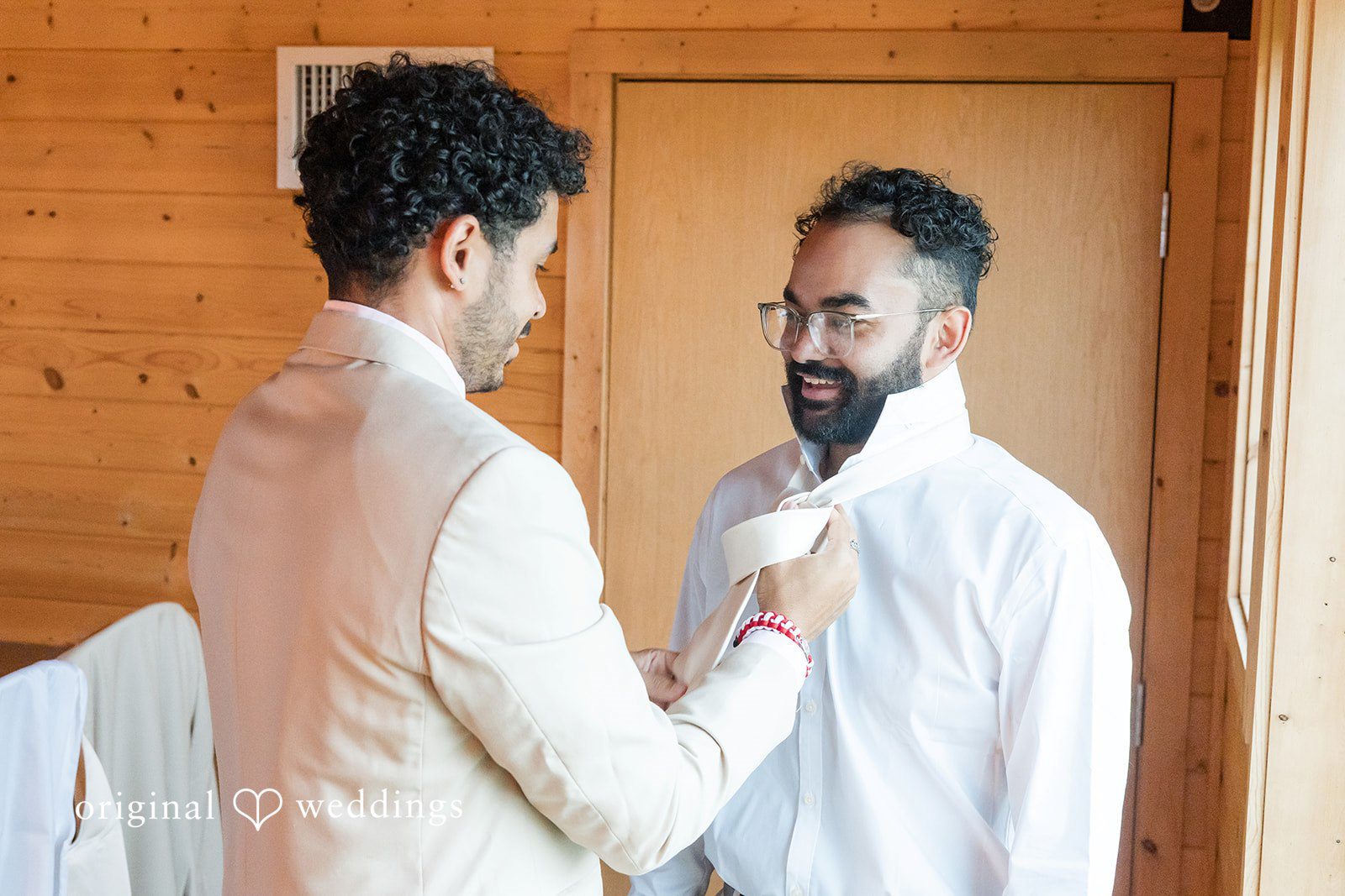 The groom gets ready