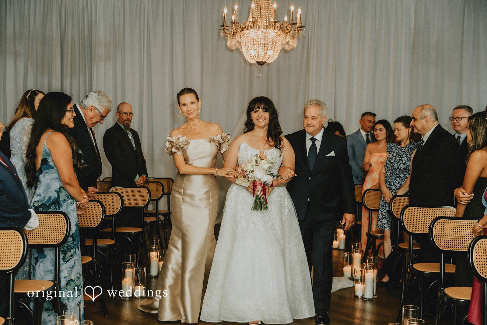 Sasha + Jason The bride's parents escort the bride down the aisle