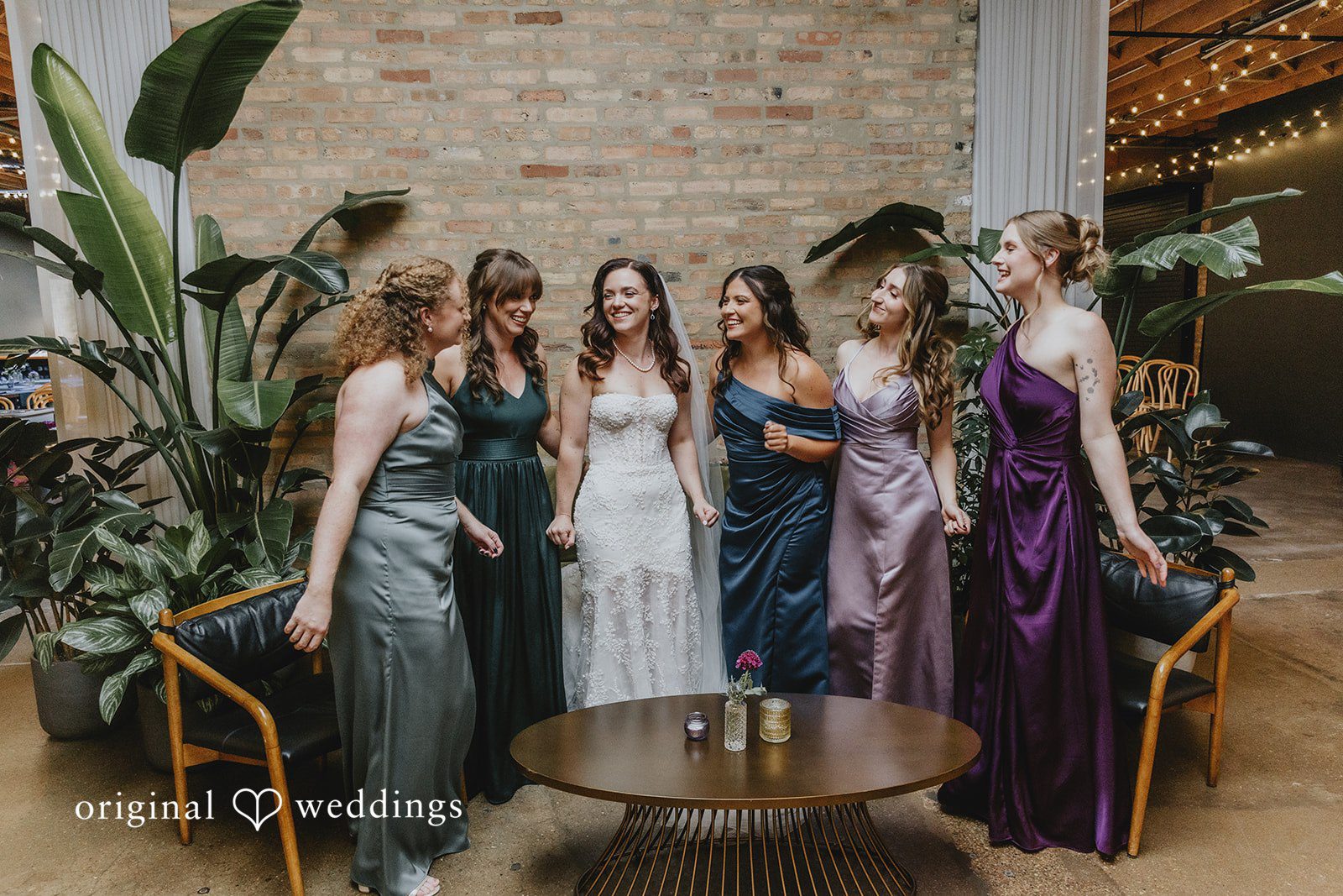 The bride and her bridesmaids