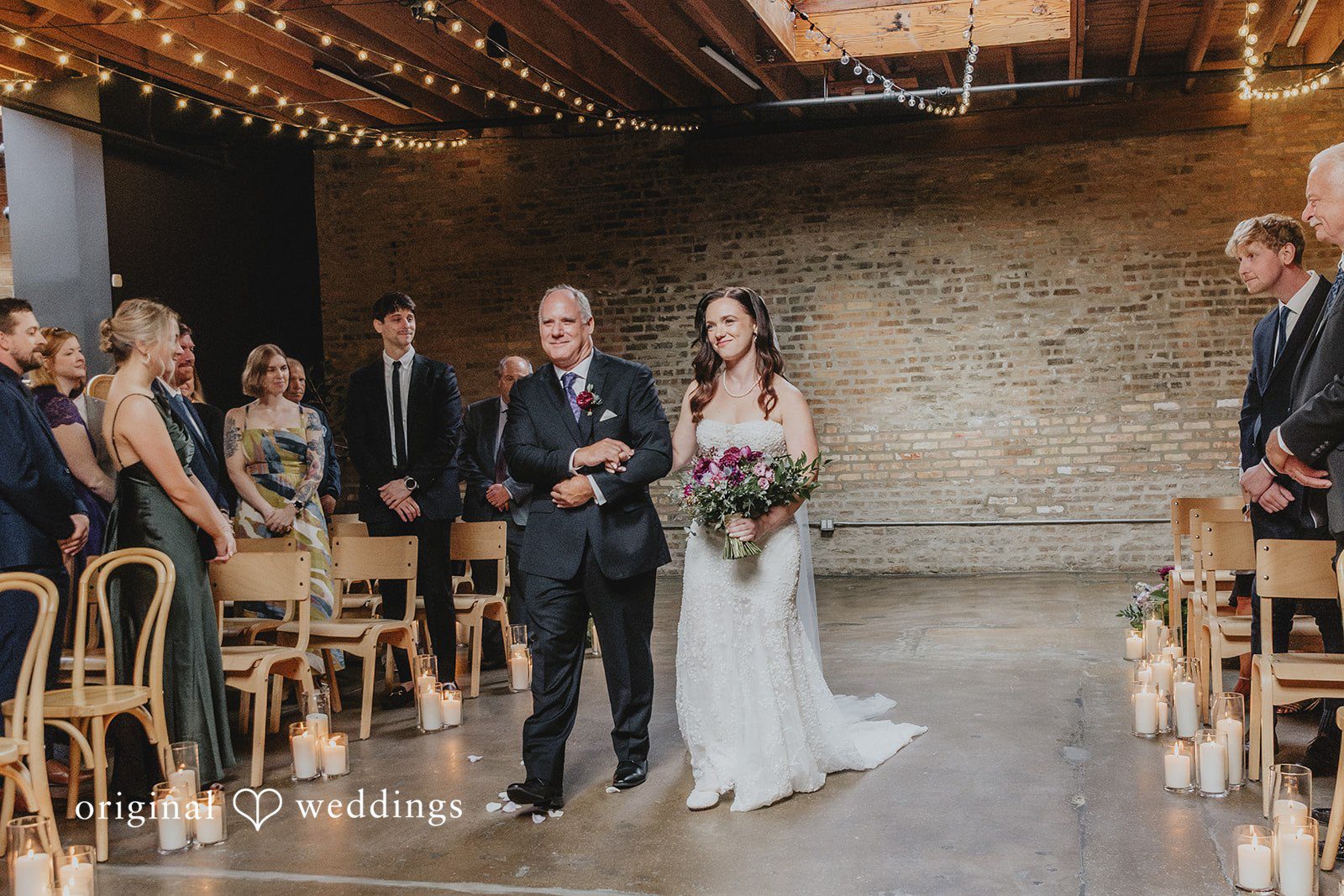 The bride walks down the aisle