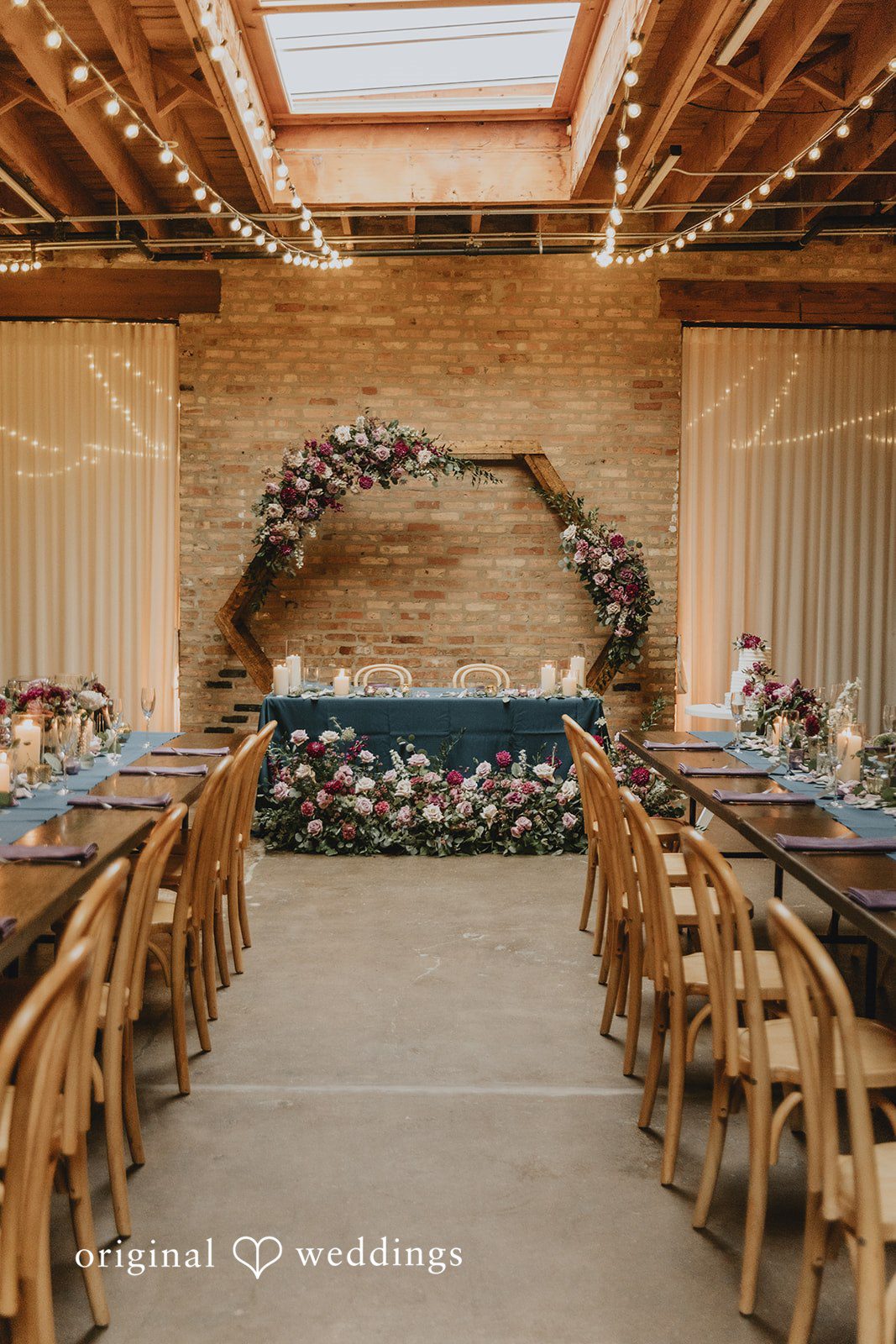 Decorated wedding reception hall