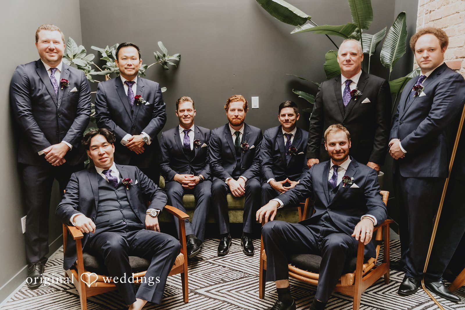 Of Chicago wedding photographers captured a stunning portrait of the groom and his groomsmen