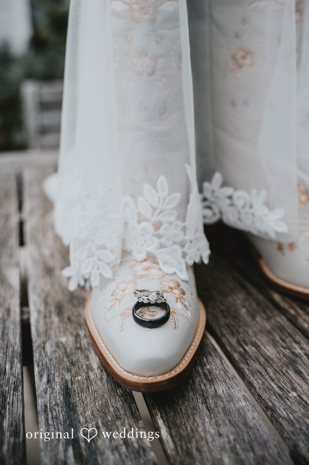 Bride's shoes at The Barn at Ballard Creek
