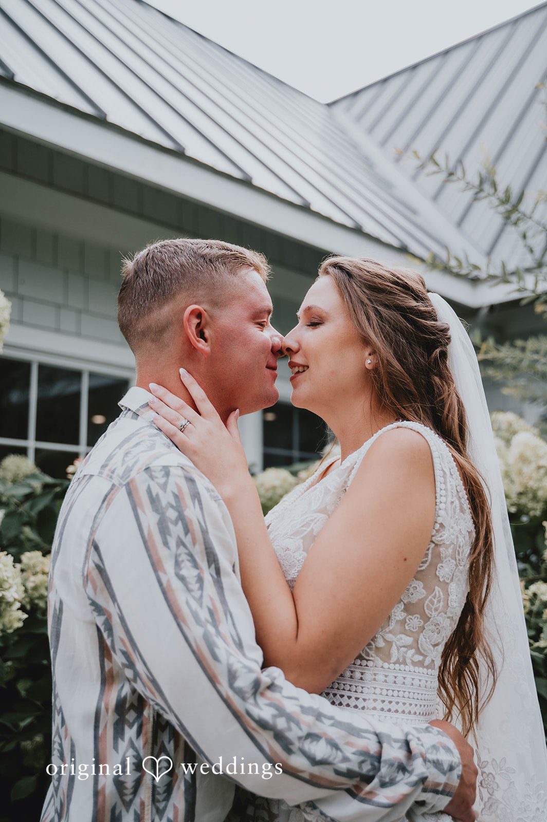 Couple touching foreheads