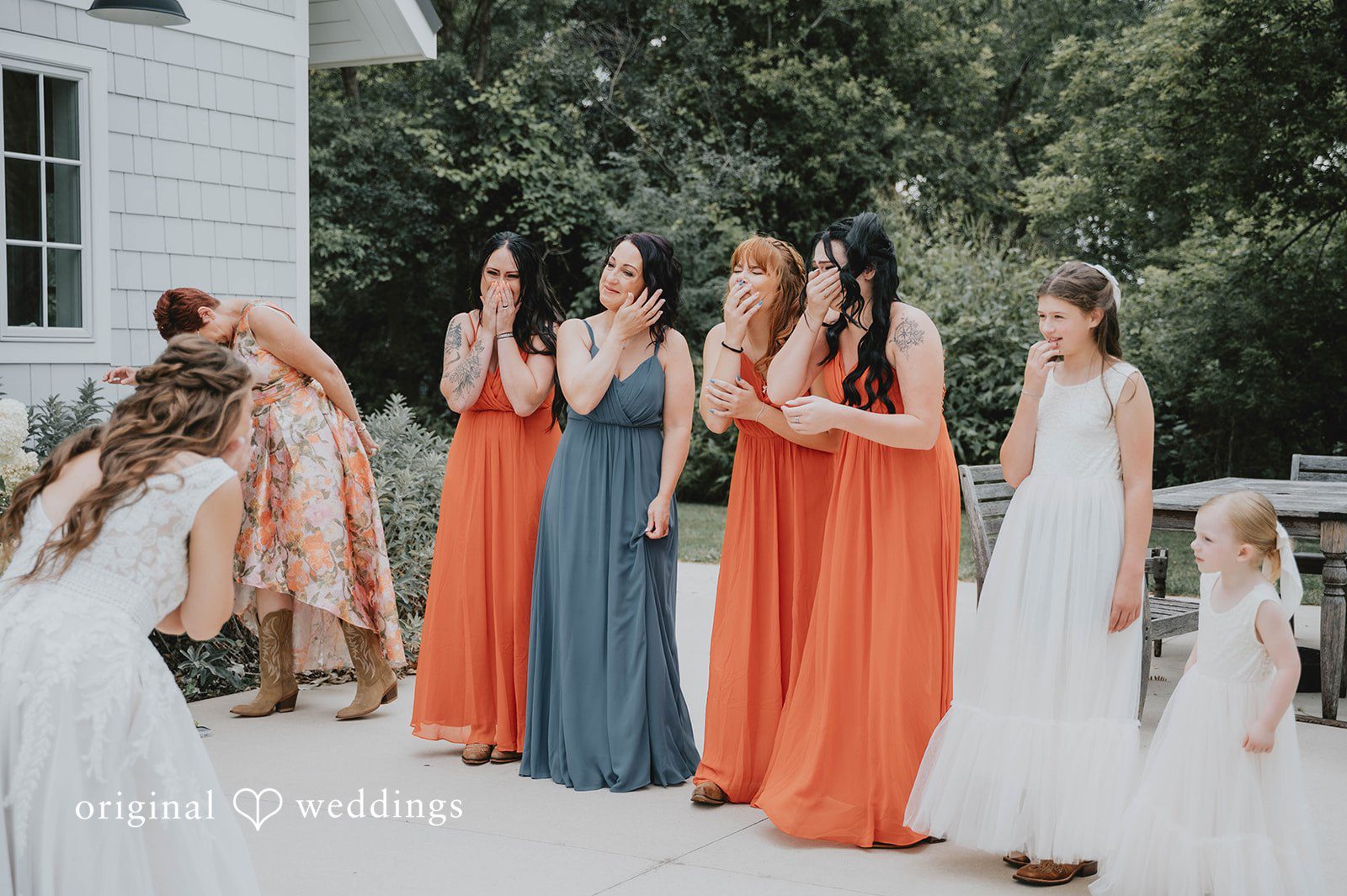 Bride with her bridesmaids at The Barn at Ballard Creek