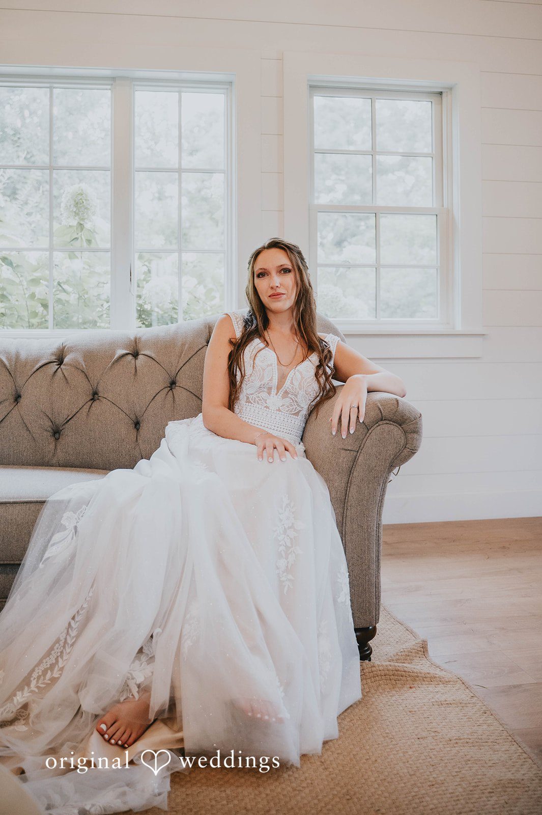 Bride sitting by the window