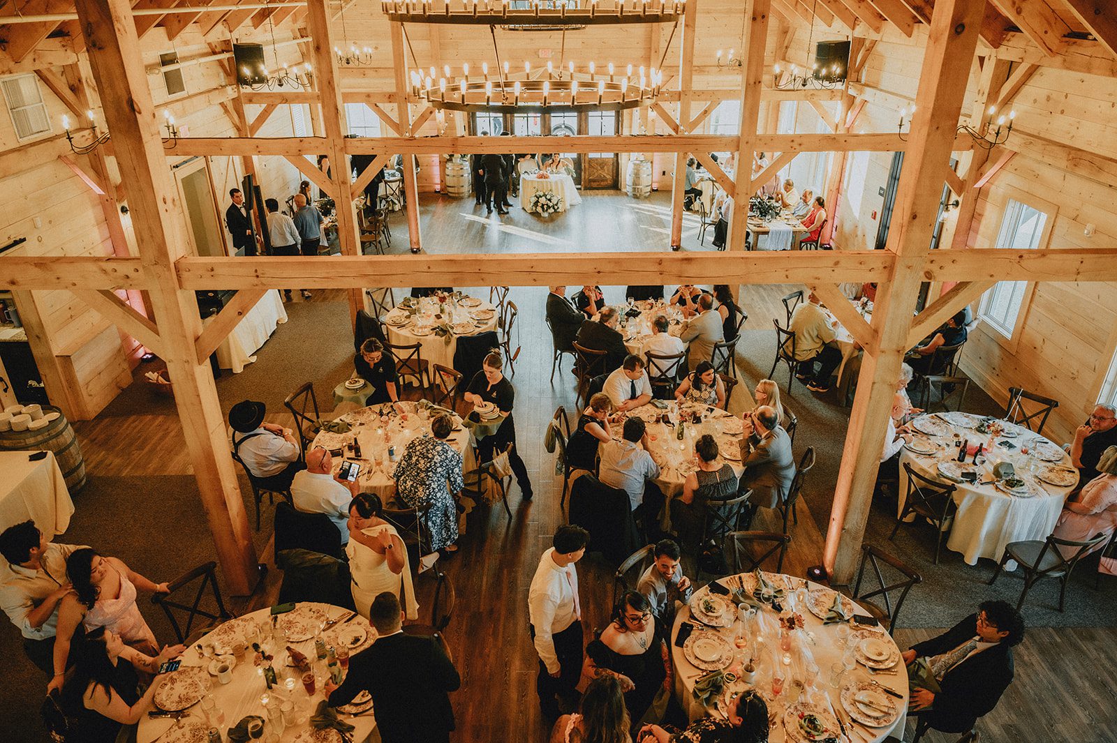 Reception room set for guests at The Barn at Blackstone National Reception room set for guests at The Barn at Blackstone National