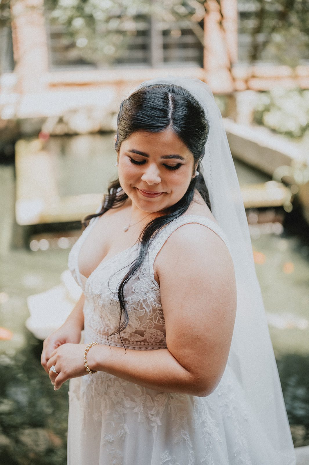 Bride smiling with her veil Bride smiling with her veil