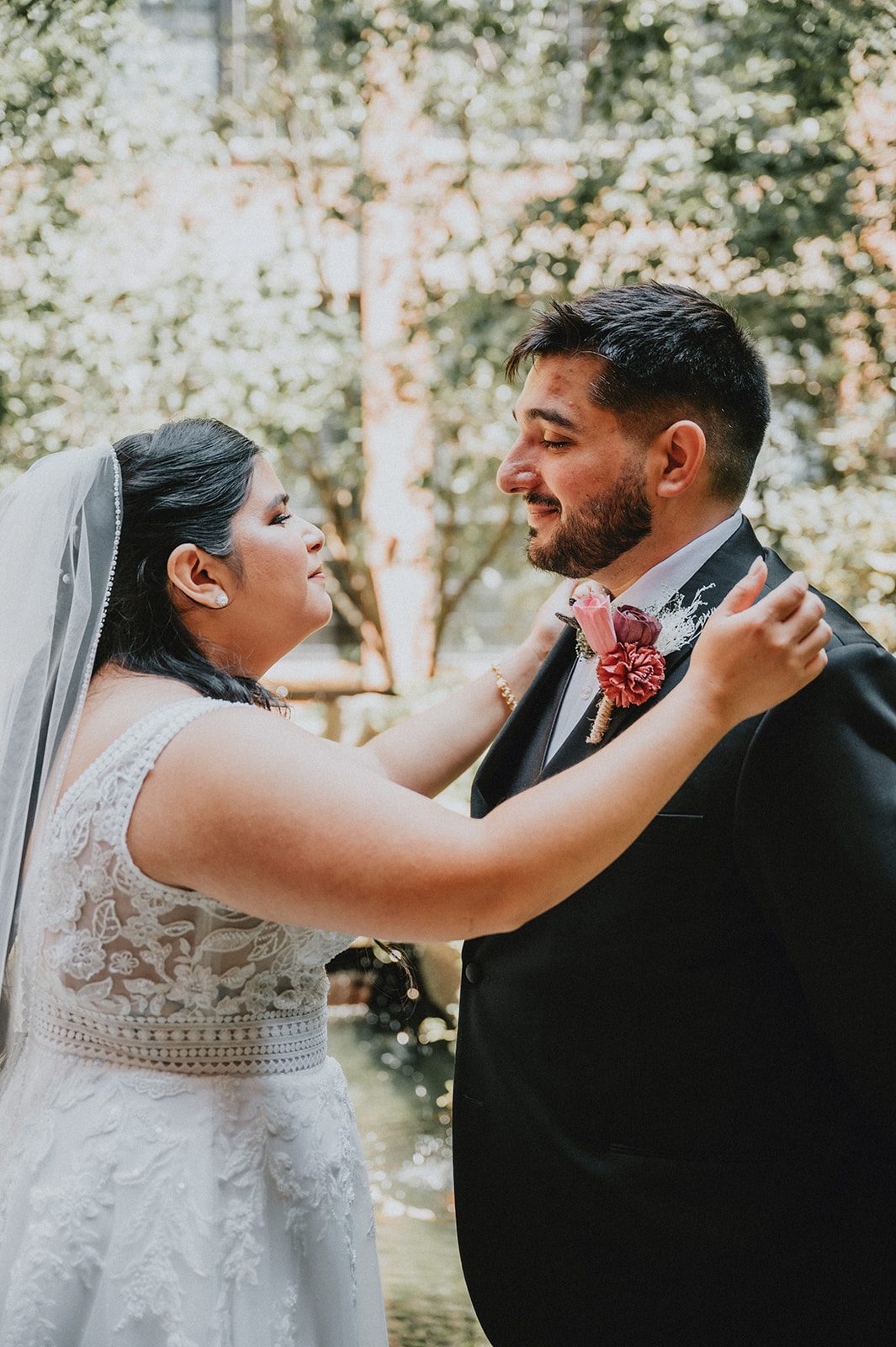 Bride and groom embracing Bride and groom embracing