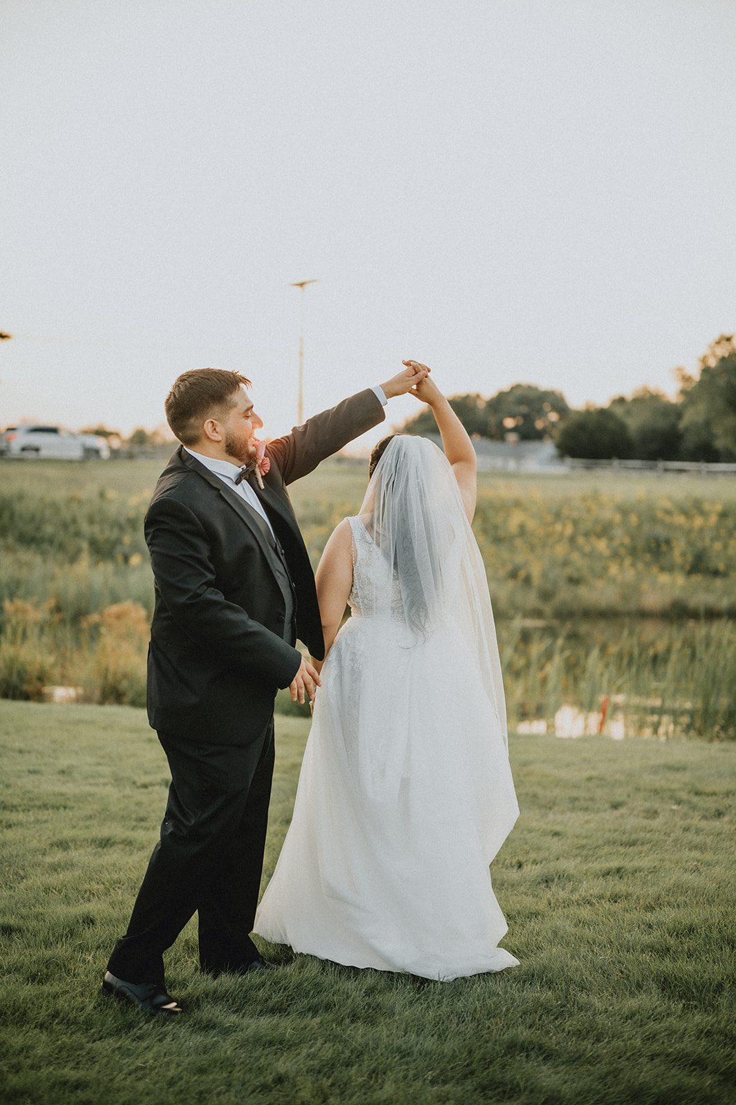 Bride and groom in the field Bride and groom in the field