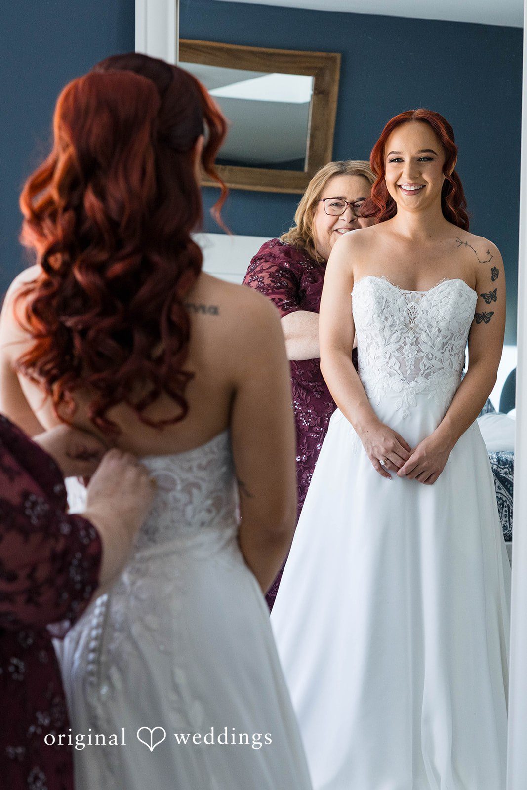 Andrea + Roberto Bride getting ready with her bridesmaid