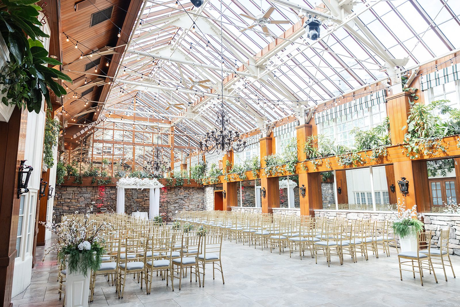 Glass roof ceremony hall at The Fox Hollow