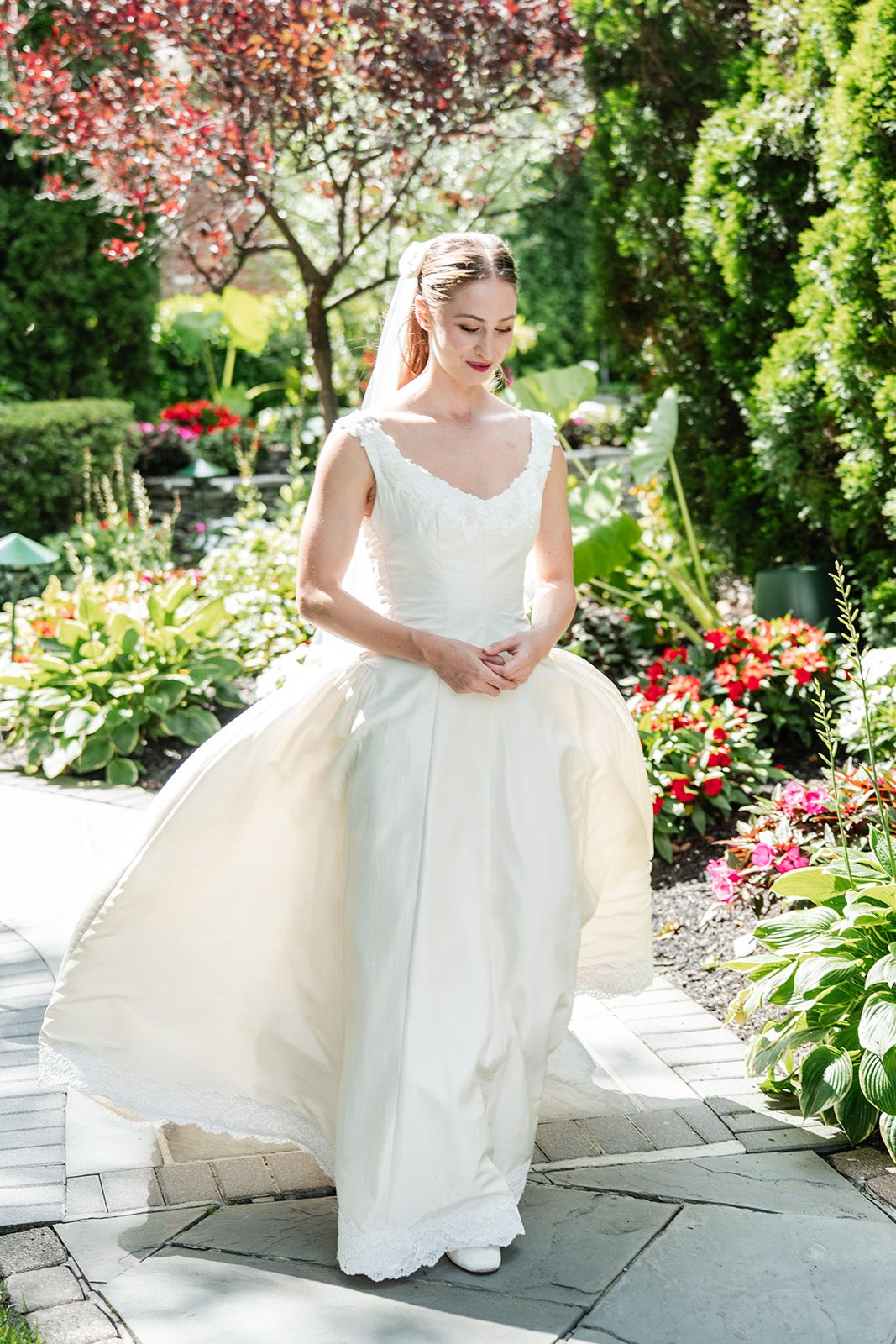 Bride in the gardens at The Fox Hollow