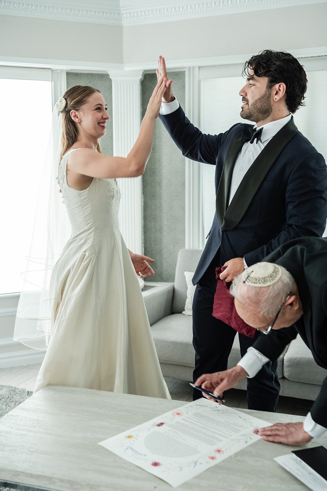 Couple signing before the ceremony