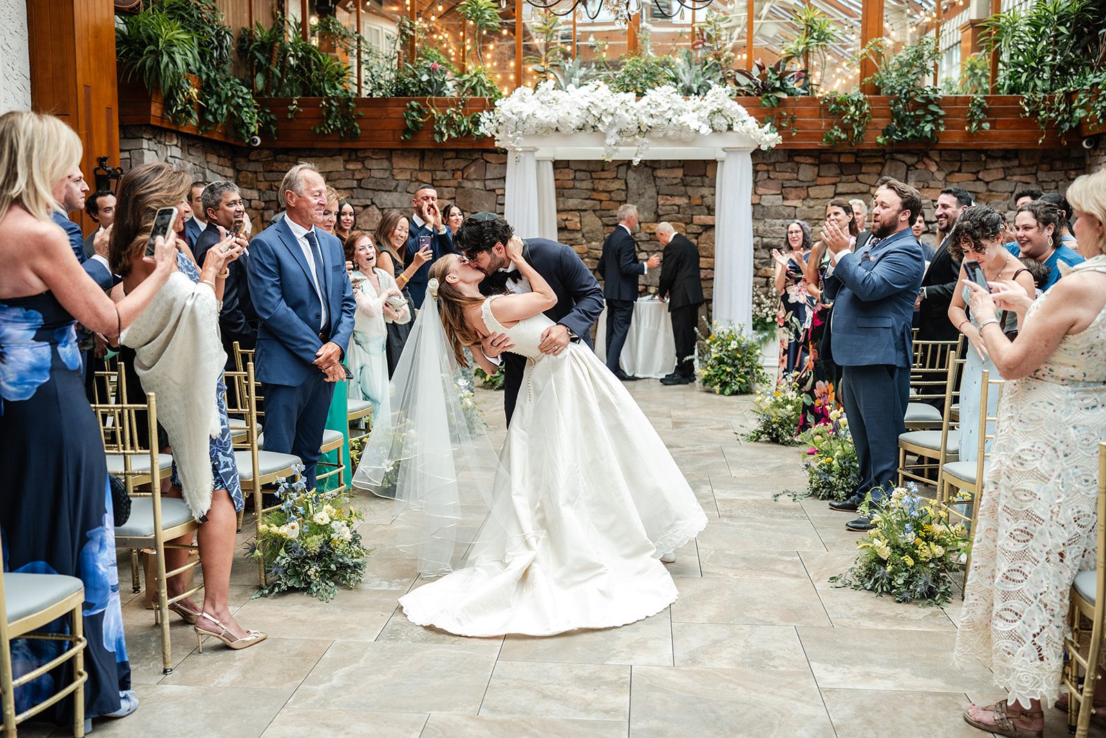 Newlyweds celebrating after the ceremony
