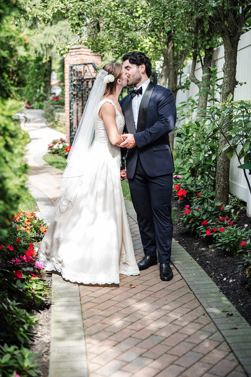 Close up of the bride and groom