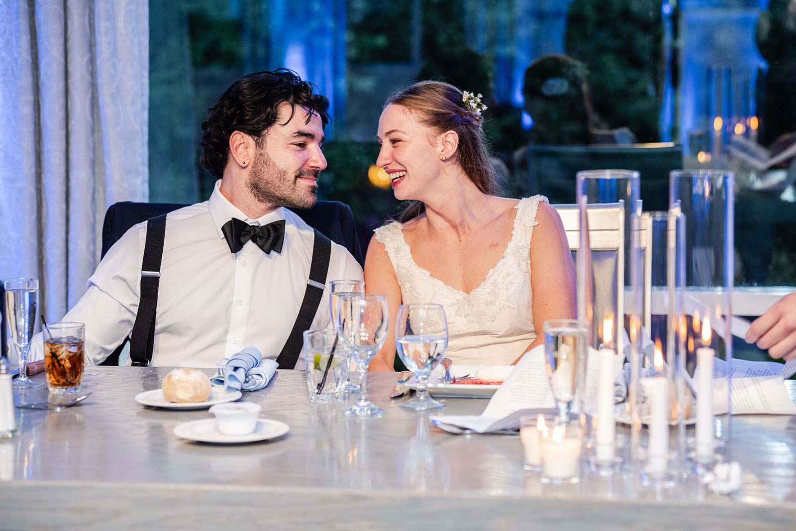 Bride and groom enjoying the reception
