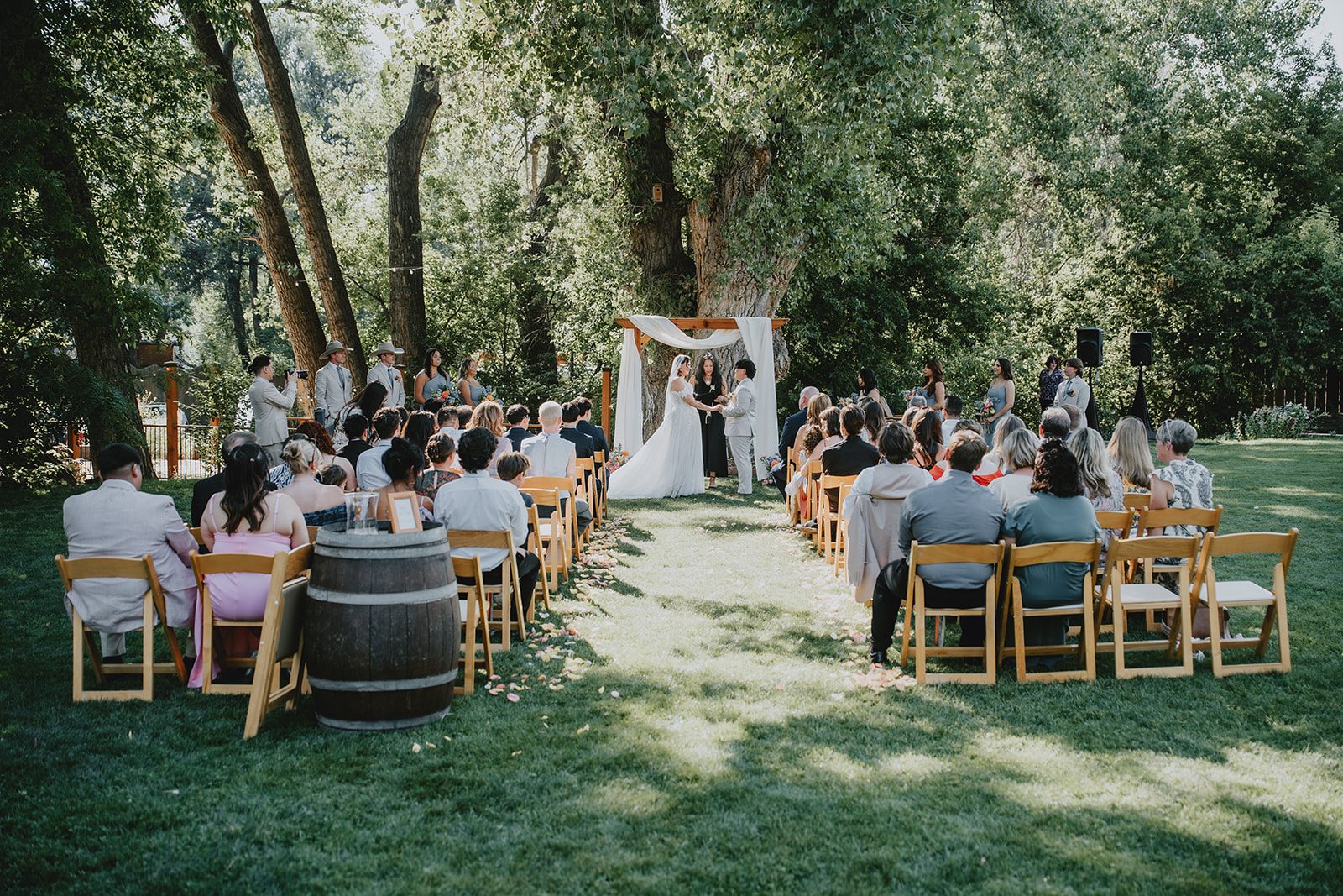 Guests gathered for the garden ceremony at The Lyons Farmette