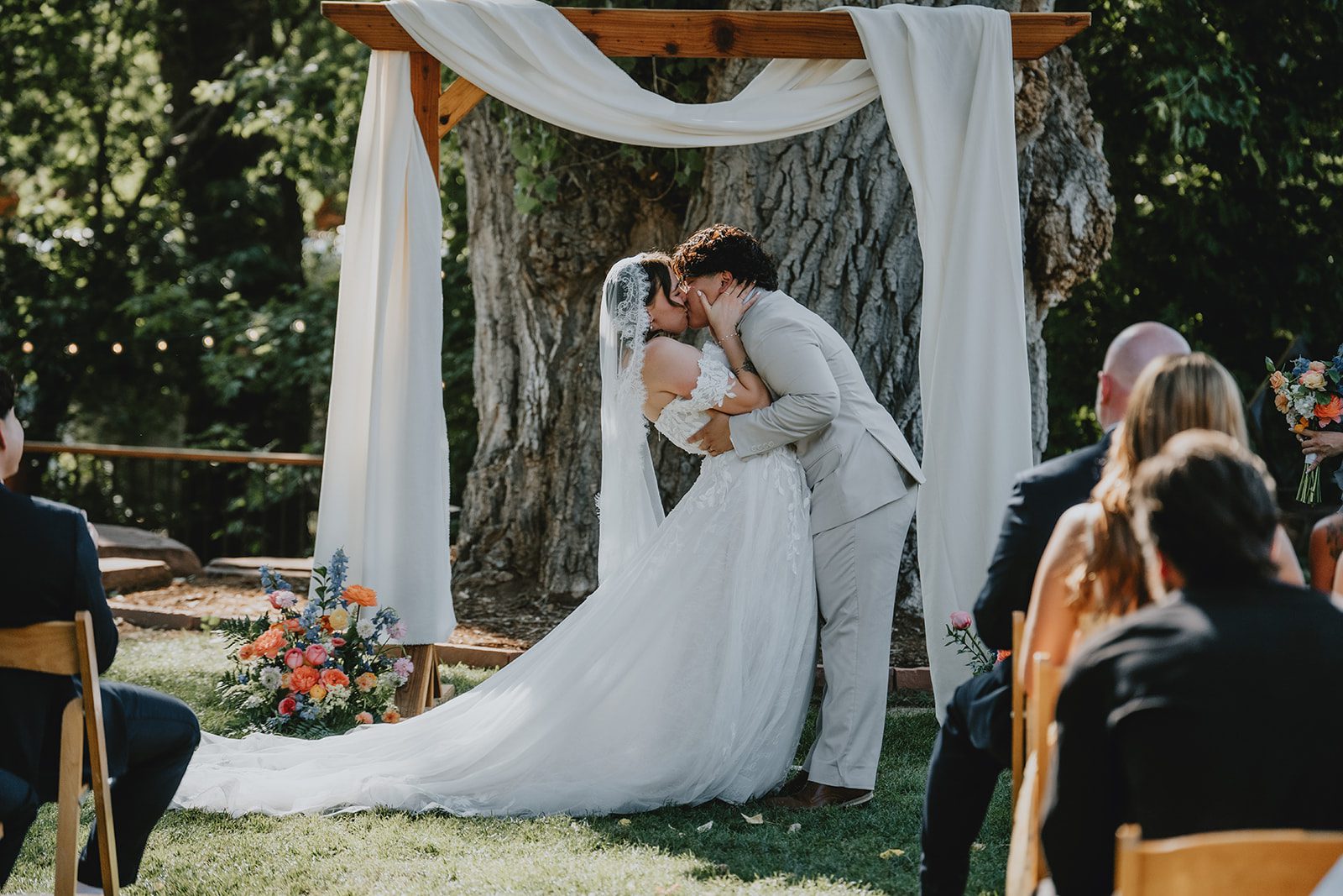 Couple sharing a sweet moment during their vows