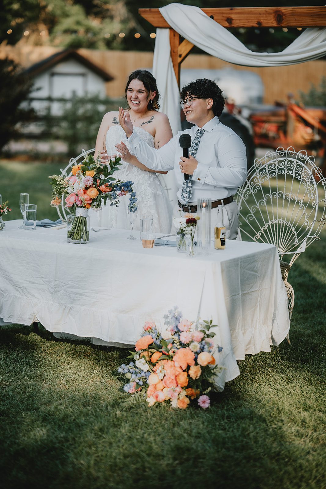 Couple at their sweetheart table