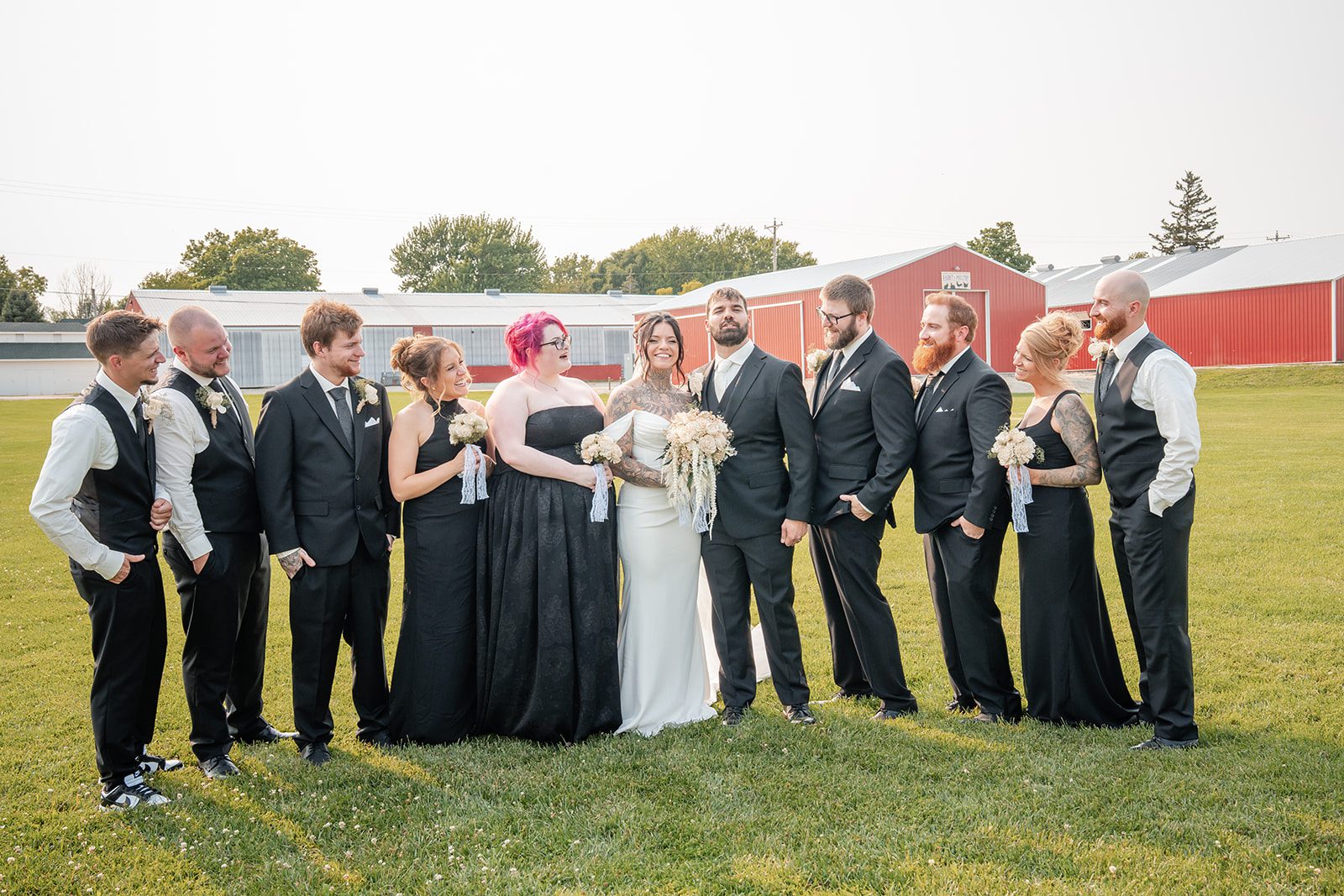 the-midway-timeless-minneapolis-sarah-drew-p036-33 Full wedding party on the lawn at The Midway