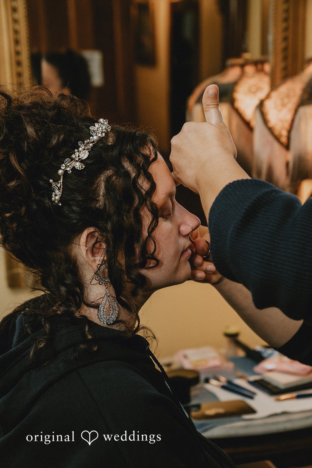 Ashlie getting ready for the wedding