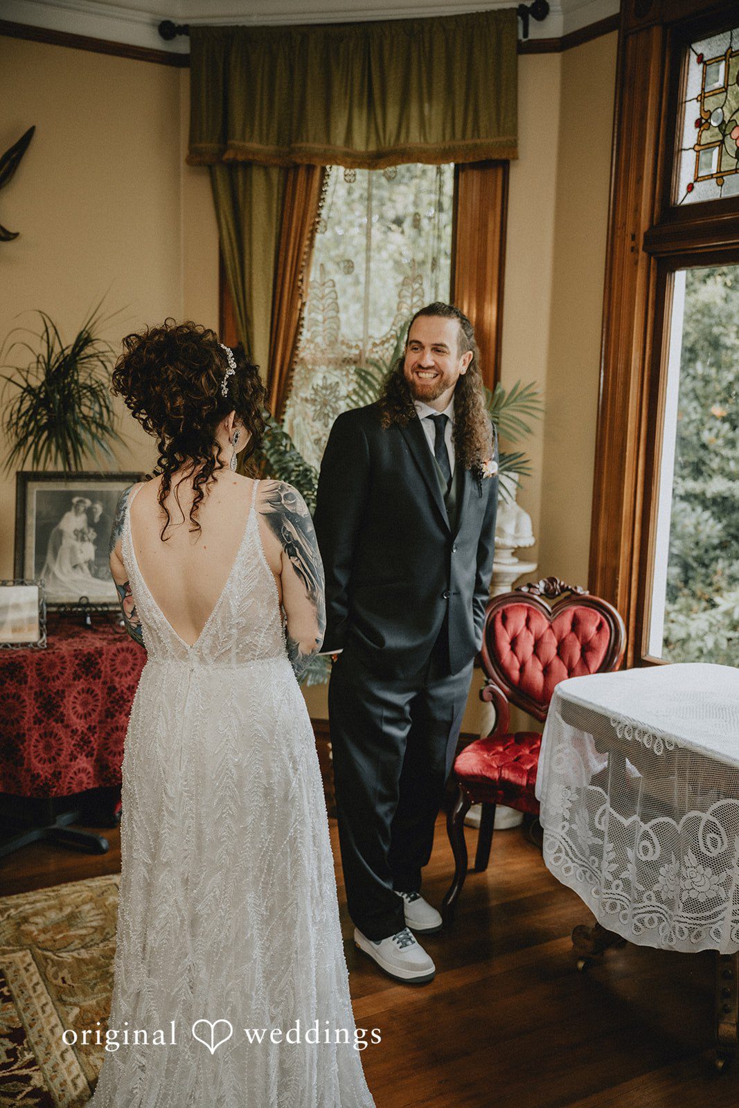 Romantic portrait of the newlyweds
